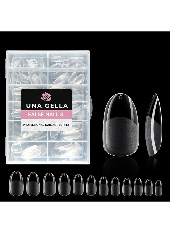 UNA GELLA Oval Almond Fake Nails Pre-shape 216pcs Round Almond Tips Press on Nails for Full Cover Acrylic Round Oval Full Nails False Nails 12 Sizes False Soft Gel Tips