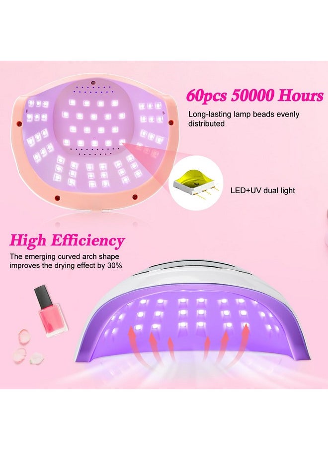 Wisdompark UV Nail Lamp 268W, UV Light for Gel Nails with 60pcs Lamp Beads, Professional LED Nail Lamp 4 Timers and Automatic Sensor Nail Dryer for Home Salon (Large)