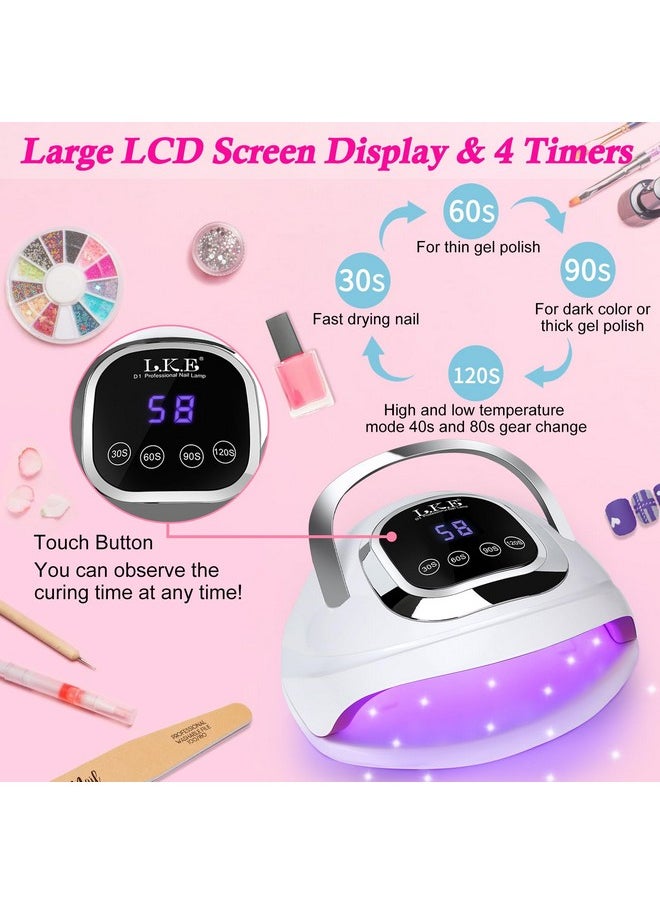 Wisdompark UV Nail Lamp 268W, UV Light for Gel Nails with 60pcs Lamp Beads, Professional LED Nail Lamp 4 Timers and Automatic Sensor Nail Dryer for Home Salon (Large)