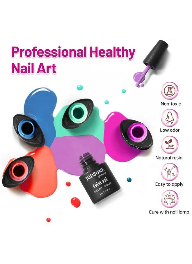 JODSONE 20 Color Vibrant and High Shine Gel Nail Polish Kit with 3 PCS Base Coat and Matte and Glossy Top Coat