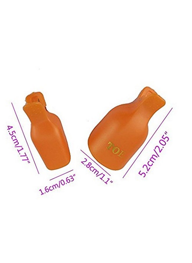 Yimart Pack of 10 Reusable Plastic Toenail Nail Art Soak Off Cap Clip UV Gel Polish Remover Wrap Tool (Orange)