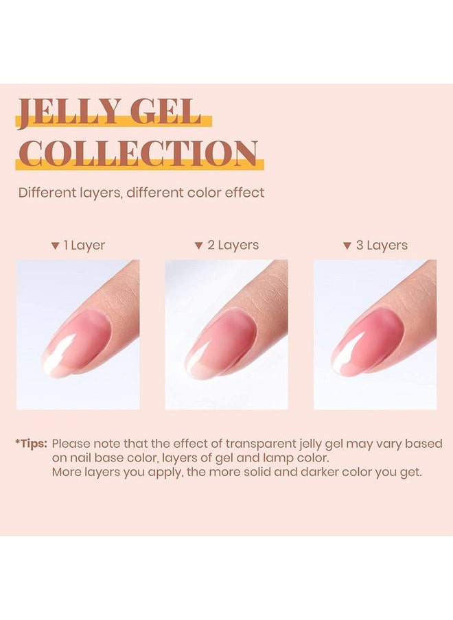 Beetles Gel Nail Polish Kit with U V LED Light 48W,6 Colors Jelly Milky White Sheer Pink Nude Gel Polish Starter Kit Manicure,Soak Off U V Gel Nail Polish Set Salon DIY Gifts for Girl