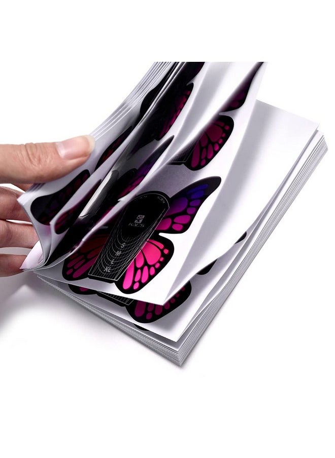 Rolabling Nail Forms Tips Extension Guide Sticker Nail Art Butterfly Sticker Gel/Acrylic Nail Polish 100 pcs (Size-1)