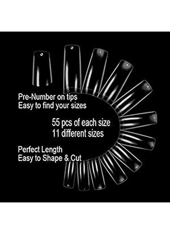 beYou Clear Half-moon 510 Artificial Fake Nail Tips 11 Sizes With Clear Plastic Case for Nail Salon Nail Shop