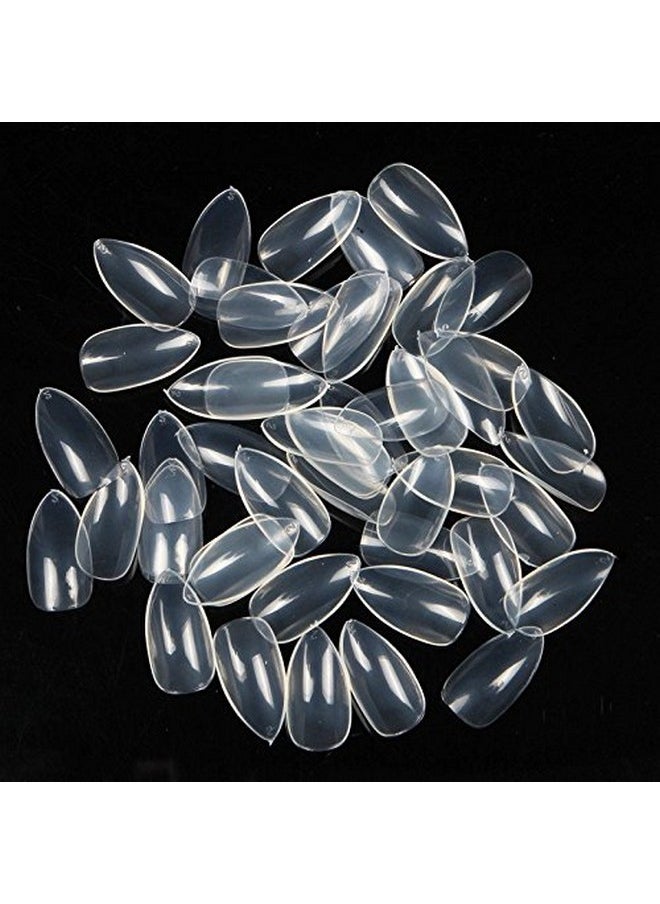 Yimart 500pcs/pack Stiletto False Nails Clear False Nails Oval Stiletto Sharp Full Nail tips Acrylic UV Gel Full Cover Nail Art Tips Decoration Nails Salon (Clear)