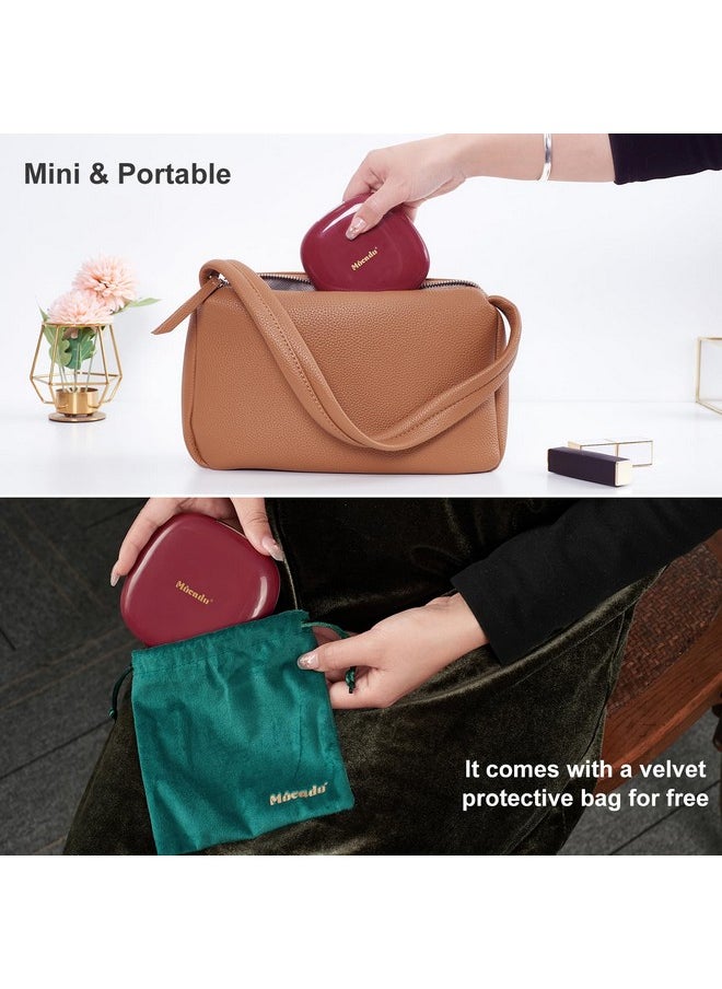 Mocado Compact LED Travel Makeup Mirror - 4 Inches 1X/10X Magnification Travel Mirror with Light Dimmable Double Sides Lighted USB Rechargeable Compact Mirror for Purse,Pocket,Travel(Wine Red)