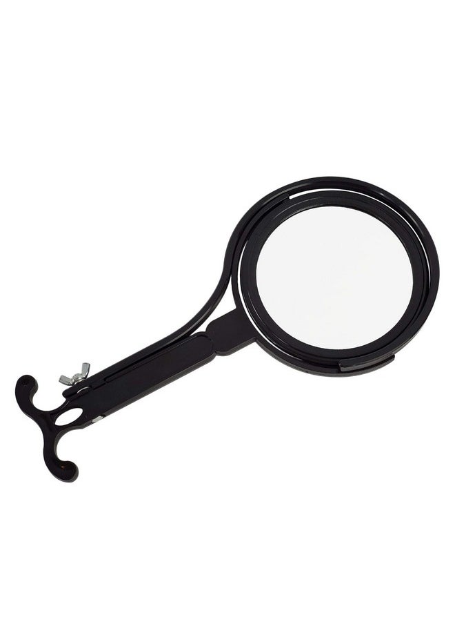 Rucci Round Portable Lightweight 5x/1x Magnifying Neck Mirror Piano Black - 4.25