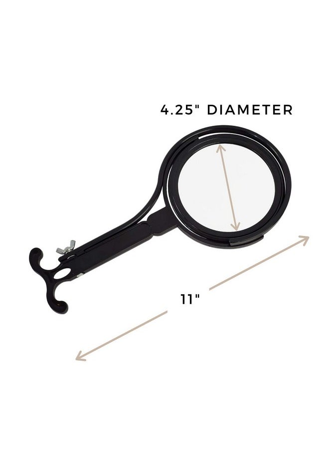 Rucci Round Portable Lightweight 5x/1x Magnifying Neck Mirror Piano Black - 4.25