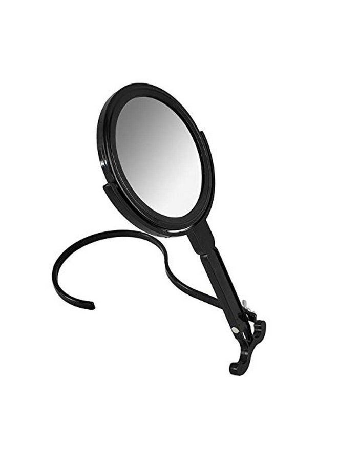 Rucci Round Portable Lightweight 5x/1x Magnifying Neck Mirror Piano Black - 4.25