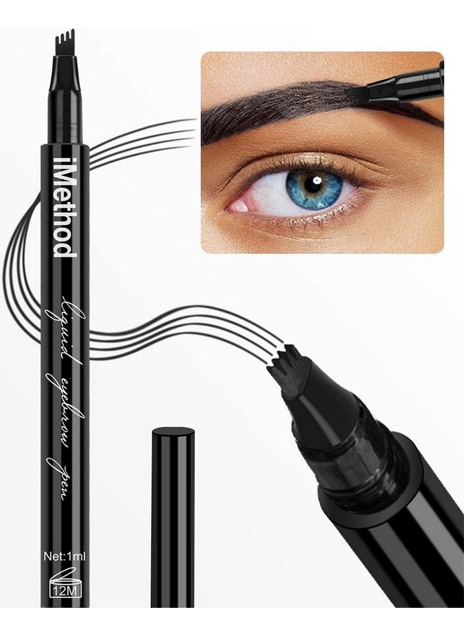 iMethod Eyebrow Pen - iMethod Eyebrow Pencil with a Micro-Fork Tip Applicator Creates Natural Looking Brows Effortlessly and Stays on All Day, Black