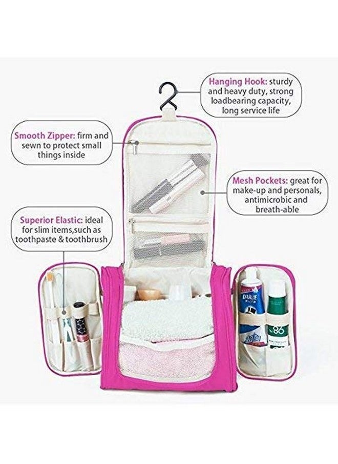 PETRICE Toiletry Bag for Women Makeup Pouch Waterproof Shower Wash Bag Cosmetic Organizer Case Travel Kit Pack with Hook (Pink) 9.1 x 4.1 x 8.1 cm