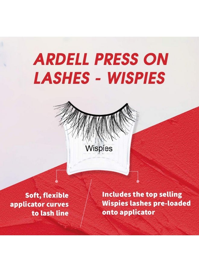 Ardell Press On False Eyelashes Wispies, Self-Adhesive Natural Look Lashes, Eye Makeup - Black, 4-Pack