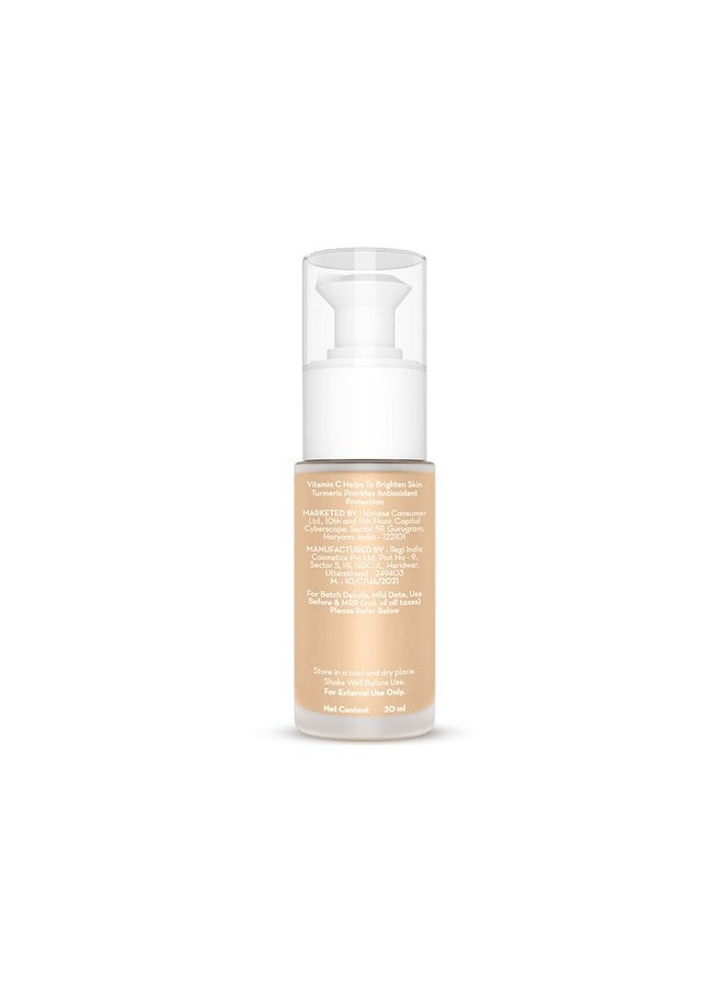 Mamaearth Hydra-Glow Full Coverage Dewy Finish Liquid Foundation With Vitamin C & Turmeric- 30 Ml|Full Coverage|Gives 3X Instant Glow|12-Hour Long Stay & Hydration|Spf 35|Non-Drying (05 Beige Glow)