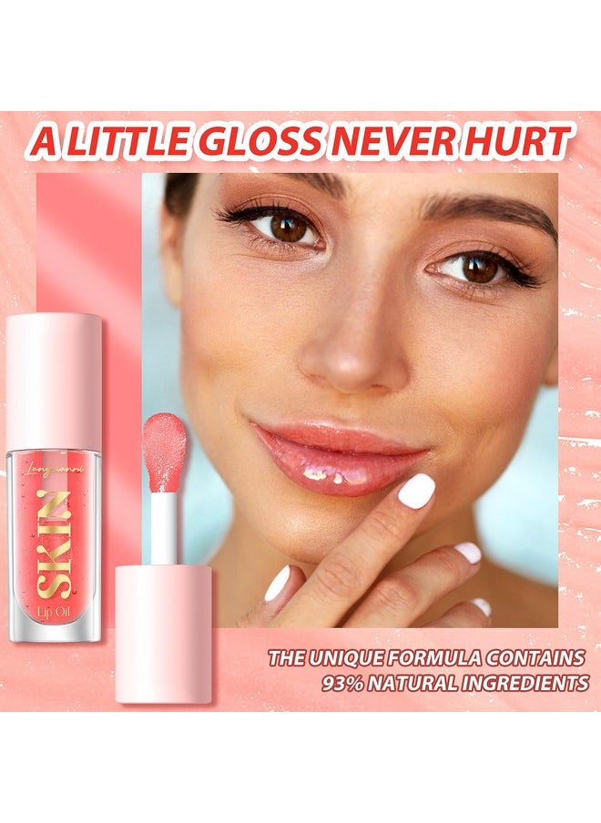 BANGFENG 2Pack Non-sticky Lip Oil, Moisturizing Glossy/Shiny Lip Gloss Oil PlumpingTint, Hydrating Lip Gloss Lip Balm, Long Lasting Nourishing Fruit Flavoure Lip Oils(Strawberry + Coconut)