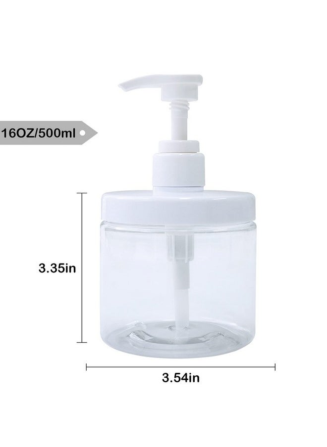 Cosywell Pump Bottle Dispenser Plastic Refillable Bottles Wide Mouth Jar Style Empty Bathroom Shower Containers for Lotion Shampoo Conditioner (Clear, 2X 500ml)