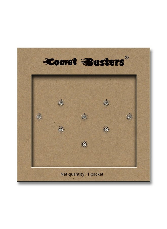 Comet Busters Round Fancy Silver Bindi (8 mm) (BIN373)