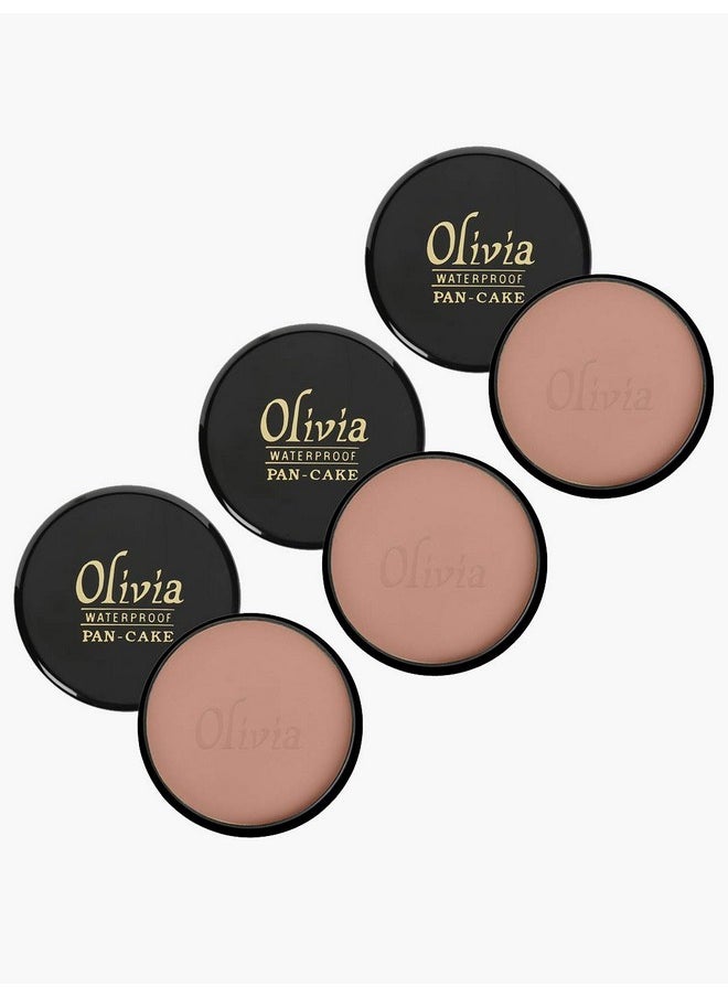 Olivia Waterproof Dark Egyptian Natural, Matte, Velvety Makeup Concealer Pan Cake (Shade No.929, Cream, 25 g)- Pack of 3 Matte Finish