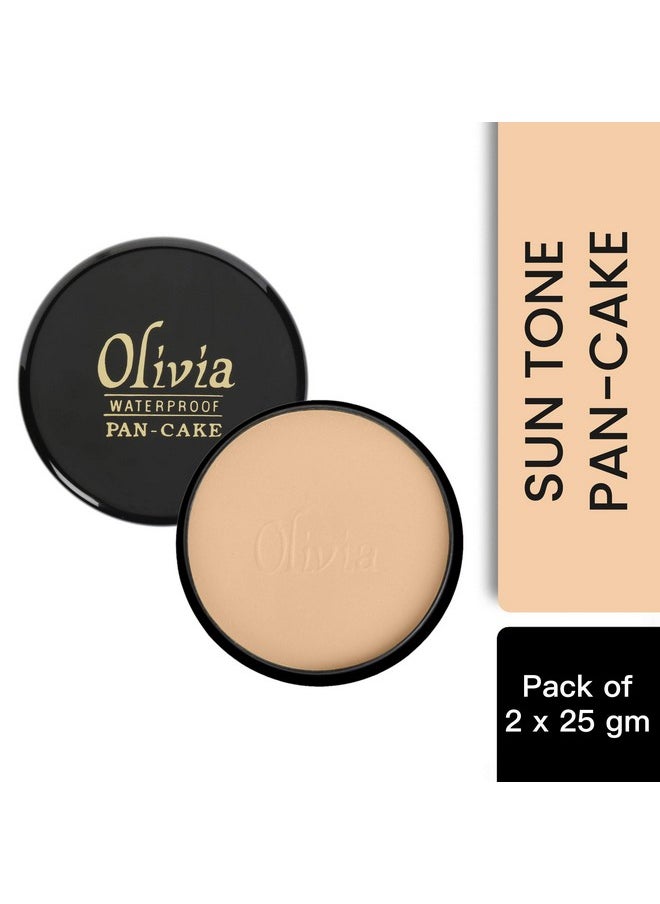 Olivia Waterproof Sun Tone Makeup Cream Concealer Pan Cake (25g, Shade No.27) - Pack of 2 shimmering Finish