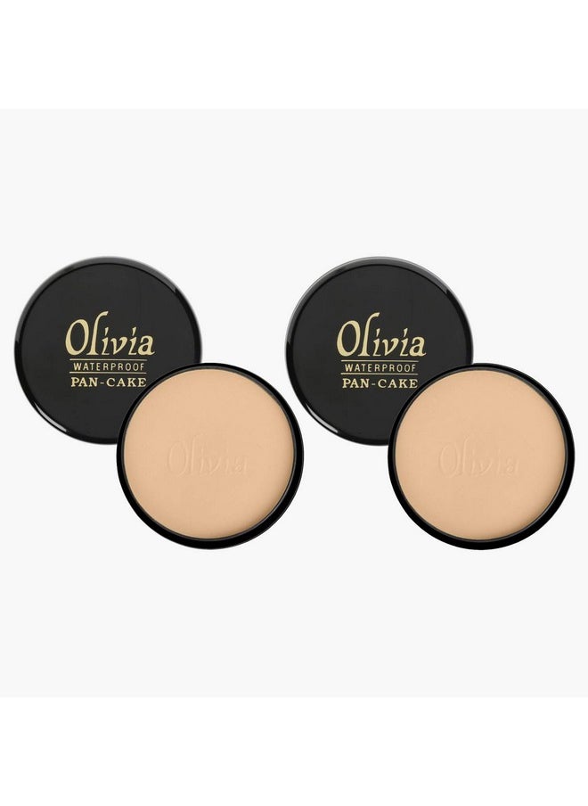 Olivia Waterproof Sun Tone Makeup Cream Concealer Pan Cake (25g, Shade No.27) - Pack of 2 shimmering Finish