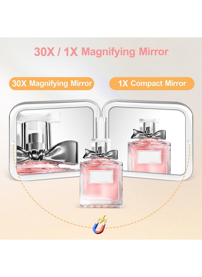 MIYADIVA Compact Mirror, 30X Magnifying Mirror, Pocket Mirror for Purse, Travel Makeup Mirror with 30X/1X Magnification, Travel Essentials Mirror, Precision Tweezers, Exquisite Present for Women Rose