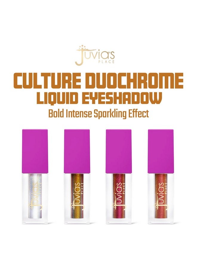 Juvia's Place Culture Duochrome Liquid Eyeshadow - Liquid Eye Makeup for Glitter & Shine, Multi-colored Glitter Liquid Eyeshadow, Sparkly Makeup for Eyes, Women's Glitter Makeup Kit Addition (Fula)