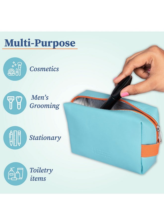 Homestrap Carry All Case | Multipurpose Cosmetic Organizer | Makeup Travel Pouch for Women's & Toiletry Bag | Small | Sky Blue 6 cms