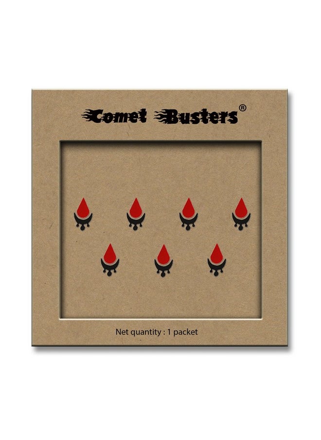 Comet Busters Tear Drop Beautiful Black and Red Bindi (8mm) (BIN821)