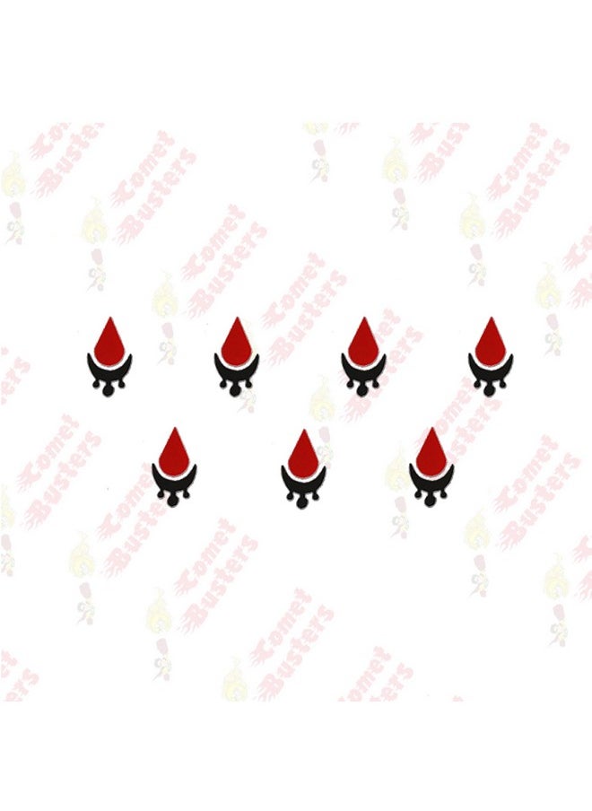 Comet Busters Tear Drop Beautiful Black and Red Bindi (8mm) (BIN821)