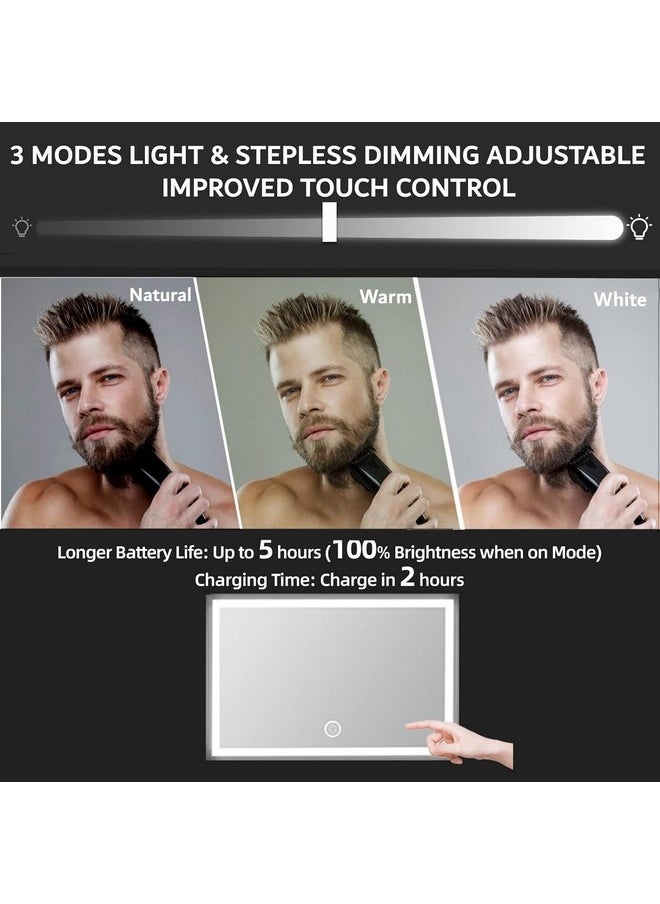 Vanexiss Rechargeable 3 Way Mirror for Hair Cutting, Real Glass Adjustable Trifold Mirror with 3 Color Temps LED Light & Telescoping Hooks for Makeup, Shaving & Styling