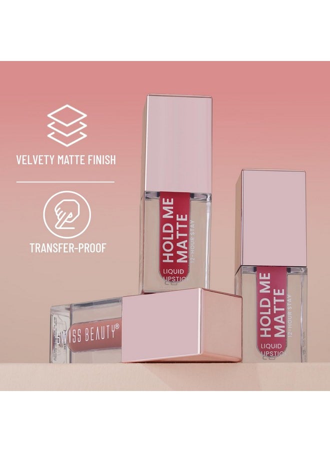 Swiss Beauty Tri-Matte Lipstick | Pack of 3 | 12 Hour Stay |Waterproof & Transfer-proof |With Vitamin E & Apricot Oil| 4.5ml