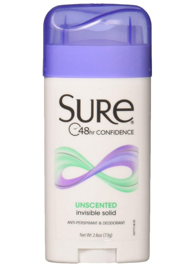 Sure Sure Anti-Perspirant Deodorant Invisible Solid Unscented, Unscented 2.6 oz (Pack of 2)