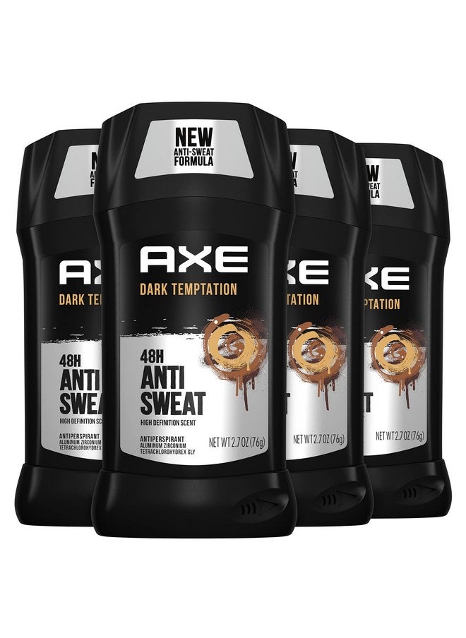 AXE Antiperspirant Stick For Men For Long Lasting Freshness Dark Temptation All Day Fresh Scent 48 Hour Anti Sweat Mens Deodorant 2.7oz 4 Count