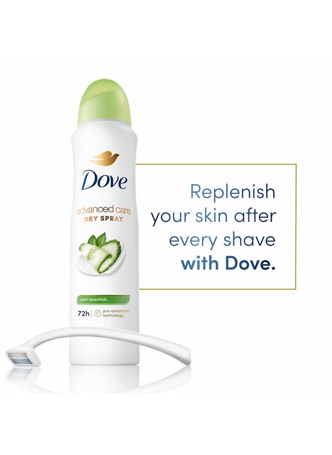 Dove Advanced Care Antiperspirant Deodorant Dry Spray Cool Essentials 4 Count Antiperspirant deodorant for helping your skin barrier repair after shaving With Pro Ceramide Technology 3.8 oz