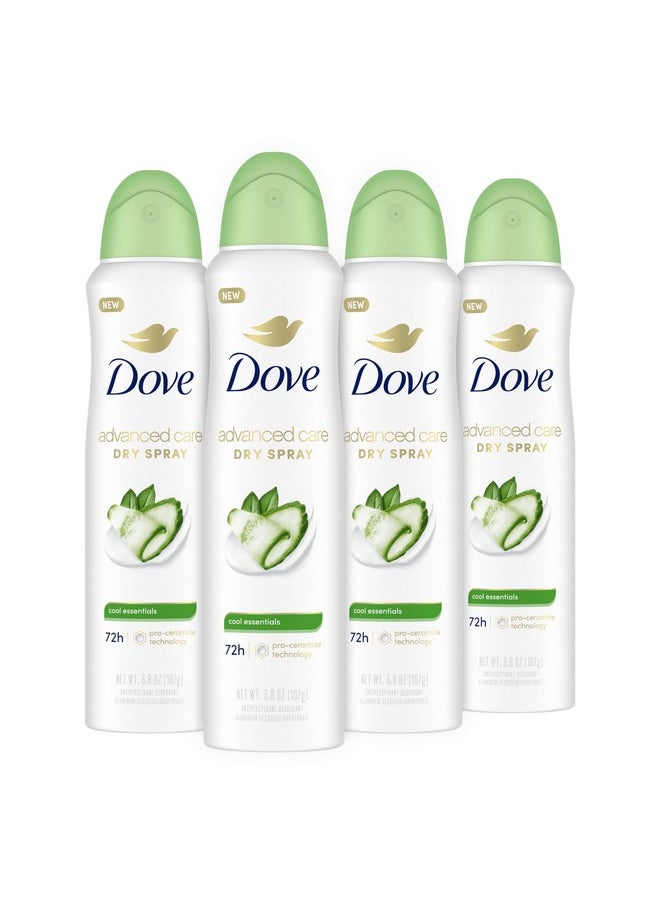 Dove Advanced Care Antiperspirant Deodorant Dry Spray Cool Essentials 4 Count Antiperspirant deodorant for helping your skin barrier repair after shaving With Pro Ceramide Technology 3.8 oz