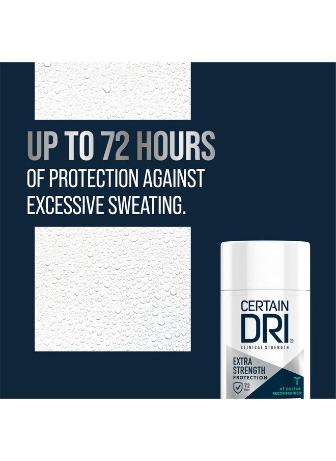 Certain Dri Extra Strength Clinical Antiperspirant Solid Deodorant, Hyperhidrosis Treatment for Men & Women, Long-Lasting 72hr Protection, Effective Sweat Control, Powder Fresh Scent, 1.7oz, 3 Pack