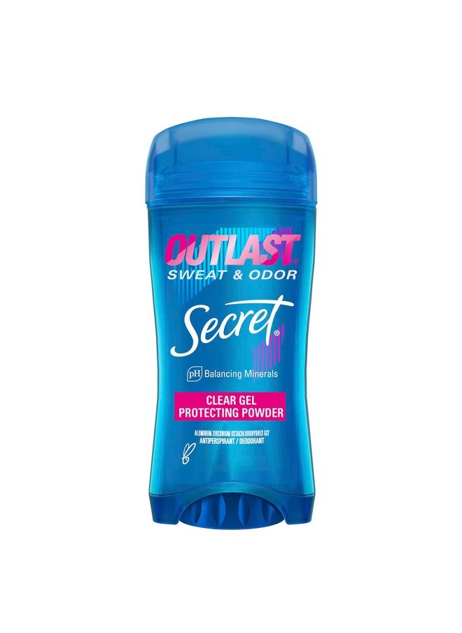 Secret Outlast Antiperspirant Deodorant for Women, Sweat & Odor Protection, PH Balancing Minerals, Clear Gel, Protecting Powder Scent, 2.6 Oz