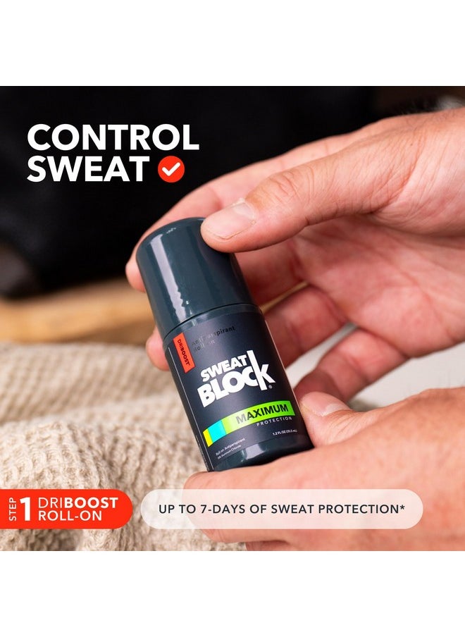 SweatBlock Antiperspirant Deodorant System - MAXIMUM CLINICAL STRENGTH for Men & Women - Hyperhidrosis Aid Up for to 7-Day Sweat Control - Roll-On 1.2 fl oz + 48-Hour Odor Protection Stick 2.7oz