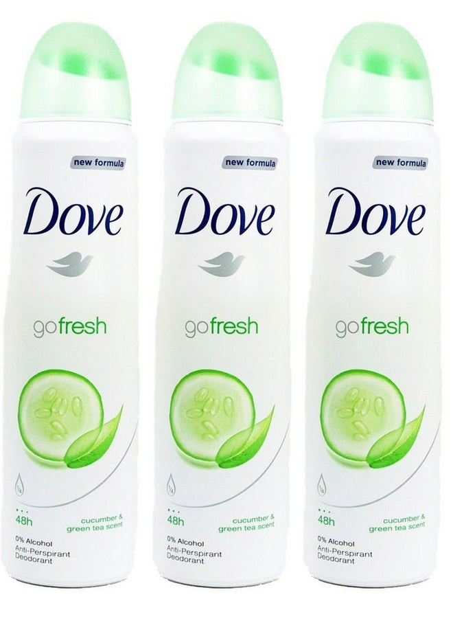 Dove body spray Anti-Perspirant/Anit-Transpirant, pack of 3X250ml/8.5oz, Cucumber & green tea