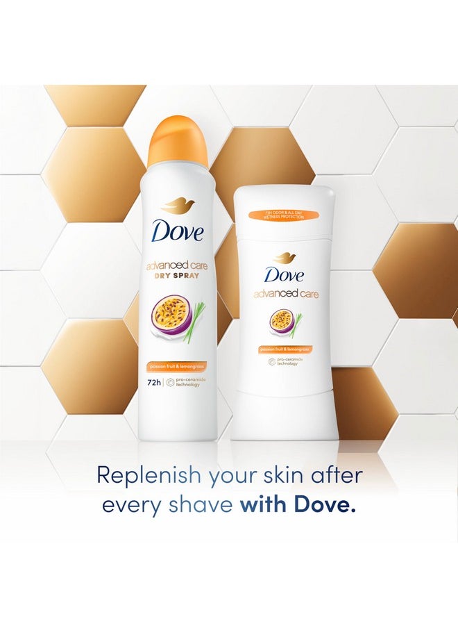 Dove Advanced Care Antiperspirant Deodorant Stick Passion Fruit & Lemongrass scent 4 Count Antiperspirant deodorant with Pro Ceramide Technology 72-hour odor control and all-day sweat protection 2.6oz