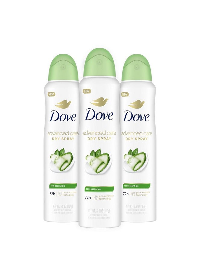 Dove Advanced Care Antiperspirant Deodorant Dry Spray Cool Essentials 3 Count Antiperspirant deodorant for helping your skin barrier repair after shaving With Pro Ceramide Technology 3.8 oz