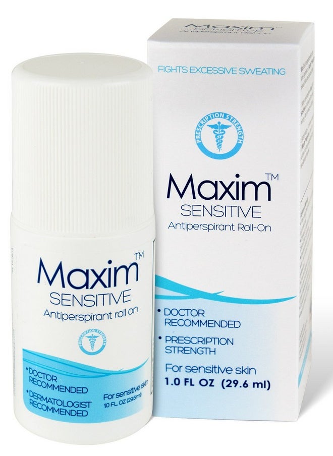 Maxim Sensitive Clinical Strength Antiperspirant Men, Unscented Antiperspirant for Women, Effective Clinical Antiperspirant for Sweat & Odor, Maxim Antiperspirant Roll-On, 1 Pack, 1 Fl Oz, Sensitive