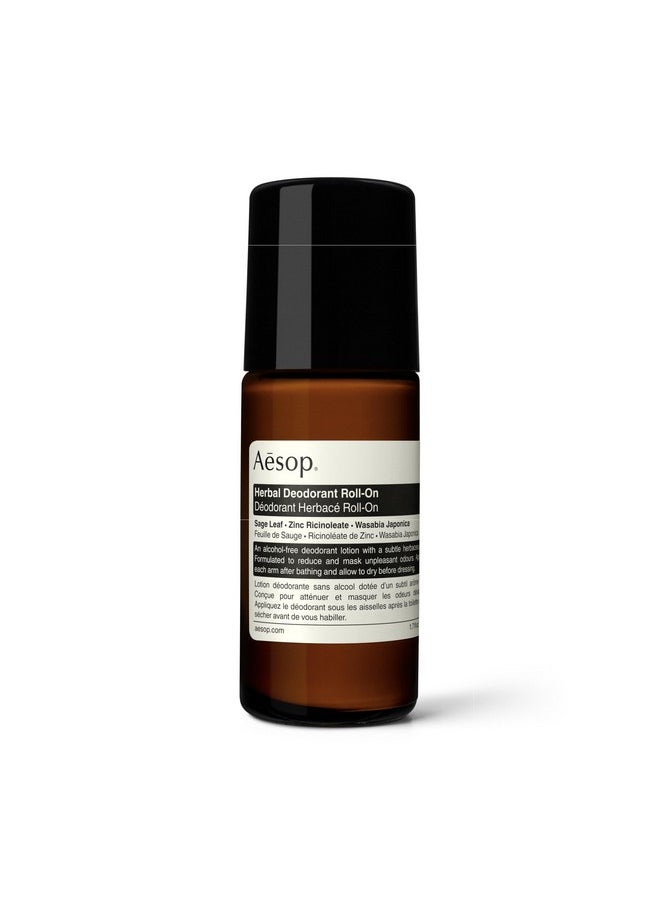 Aesop Herbal Deodorant Roll On | Alchol-Free, Vegan Friendly Odour Reducing Deodorant | Paraben-Free + Cruelty-Free | 1.69 oz