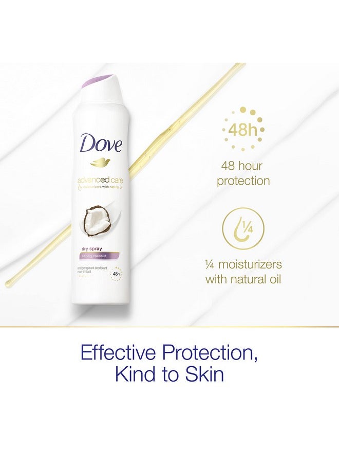 Dove Advanced Care Dry Spray Antiperspirant Deodorant Caring Coconut 3 Count For Women With 48 Hour Protection Soft And Comfortable Underarms 3.8 oz