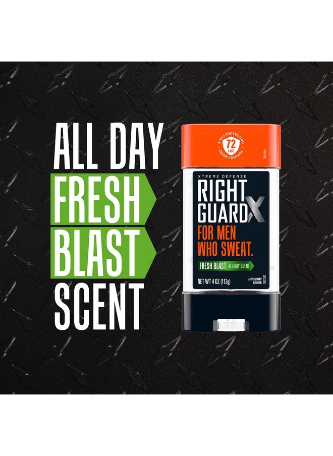 Right Guard Xtreme Defense Antiperspirant & Deodorant Gel, 5-in-1 Protection For Men, Blocks Sweat 2X Longer, 72-Hour Odor Control, Fresh Blast Scent, 4 oz. (4 count)(Packaging May Vary)