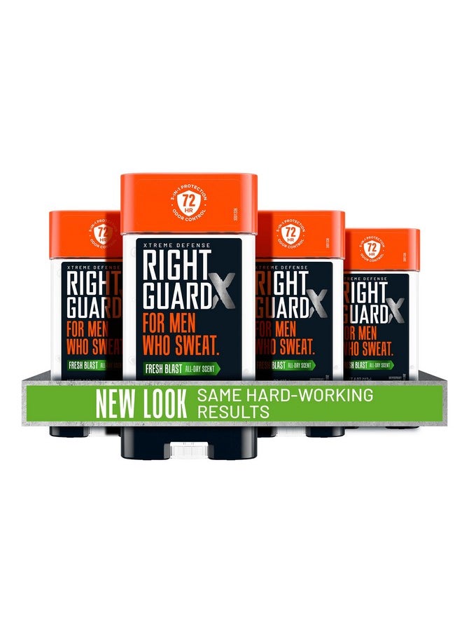 Right Guard Xtreme Defense Antiperspirant & Deodorant Gel, 5-in-1 Protection For Men, Blocks Sweat 2X Longer, 72-Hour Odor Control, Fresh Blast Scent, 4 oz. (4 count)(Packaging May Vary)