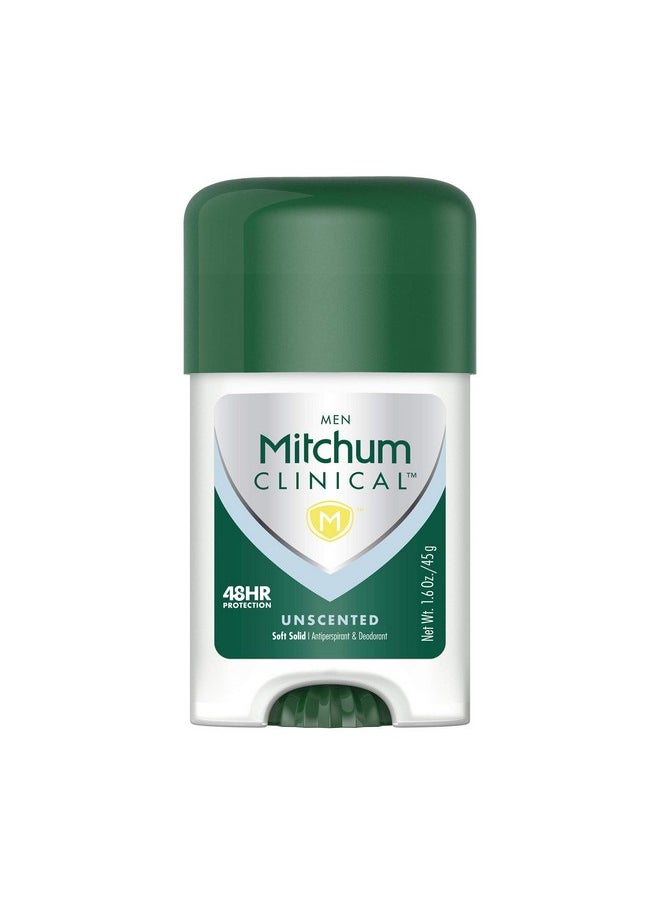 Mitchum Men Clinical Soft Solid Antiperspirant Deodorant,Unscented, 1.6 Ounce