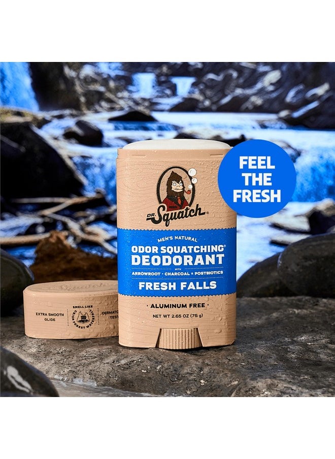 Dr. Squatch Natural Deodorant for Men 3 Pack Fresh Falls - Odor-Squatching Men's Deodorant Aluminum Free (2.65 oz, 3 Pack)