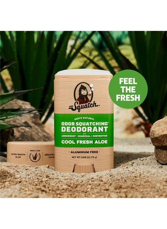 Dr. Squatch Natural Deodorant for Men 3 Pack Cool Fresh Aloe - Odor-Squatching Men's Deodorant Aluminum Free (2.65 oz, 3 Pack)