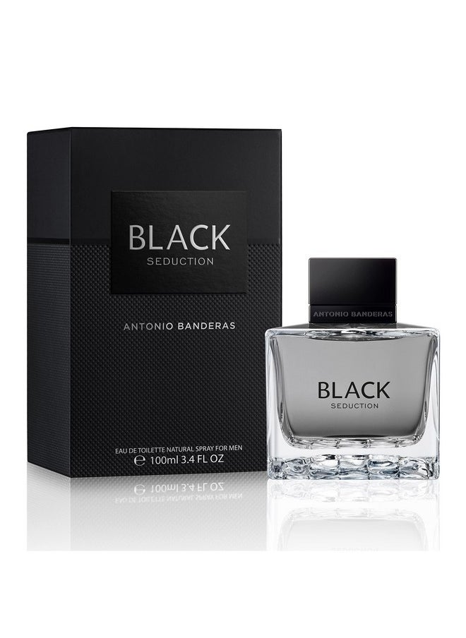 Antonio Banderas Seduction in Black for Men Eau de Toilette Spray, 3.4 Oz