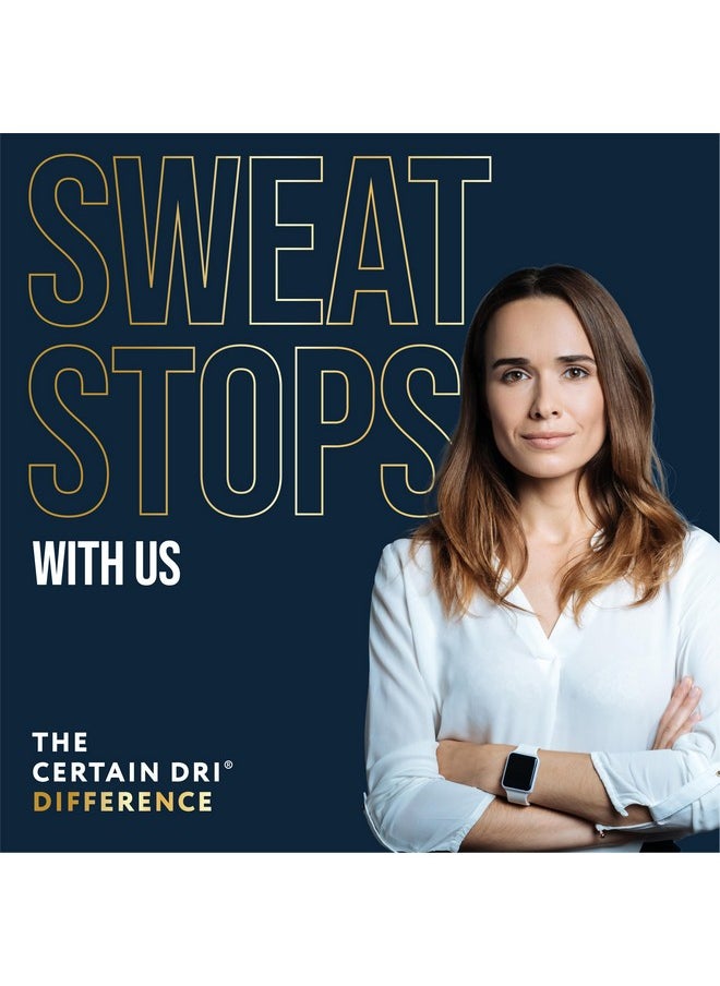 Certain Dri Prescription Strength Clinical Antiperspirant Roll-On, Hyperhidrosis Treatment for Men & Women, Long-Lasting 72hr Protection, Effective Sweat Control, Fragrance Free, 1.2 Fl oz, 3 Pack